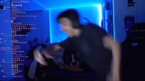 Blurry Man Dancing in Front of DXR Screen