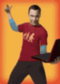 Blurry Man in Red Geek T-Shirt