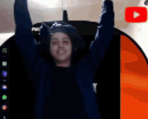 Blurry Person Arms Up With YouTube Logo