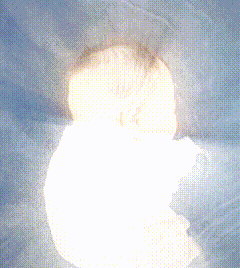 Blurry Person Head Against Blue Sky