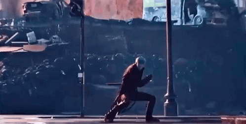 Blurry Person Jumping With Smoke