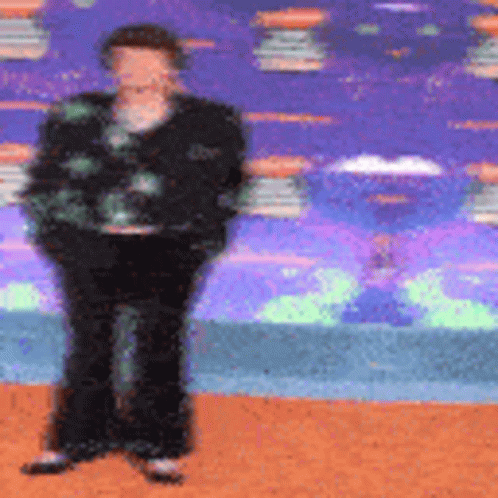 Blurry Person Standing Against Colorful Background