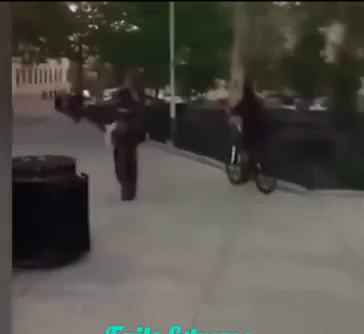 Blurry Person Walking Down Sidewalk A Few Steps GIF