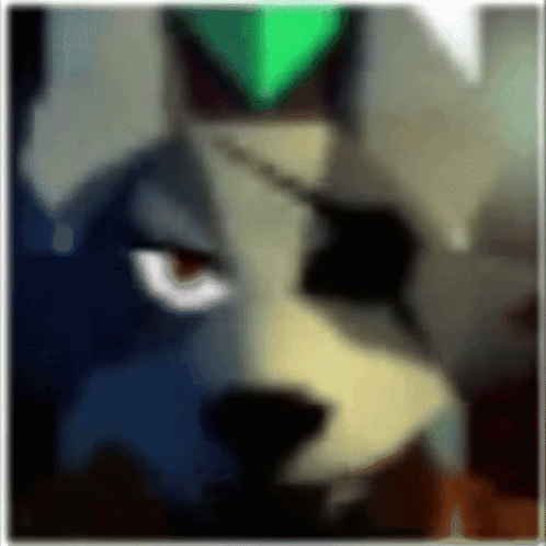 Blurry Wolf Face with Green Triangle