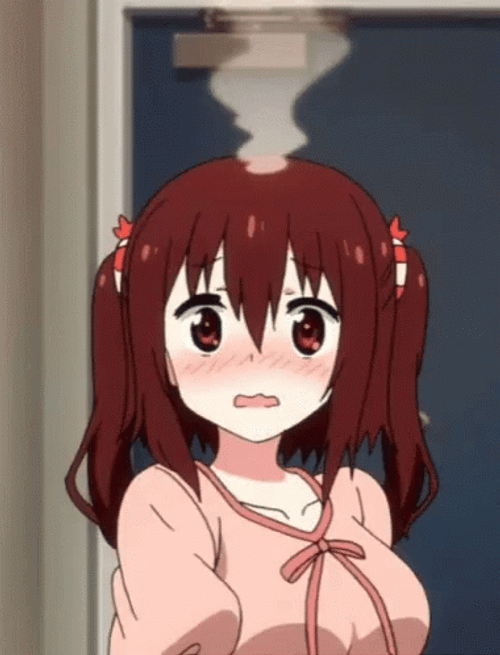 Blushing Anime Girl Smoking Head GIF