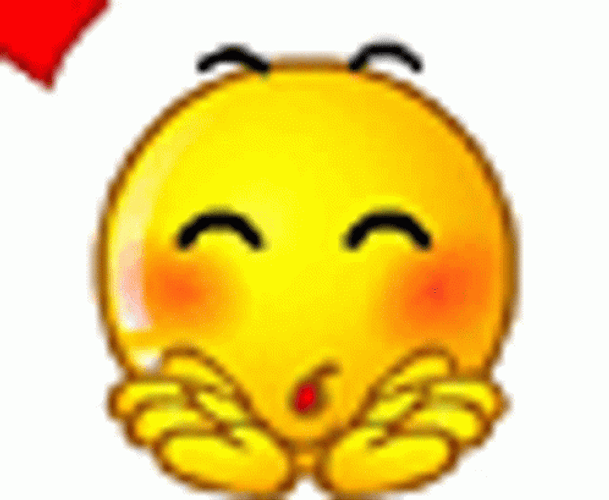 Blushing Emoji Blowing Kiss GIF