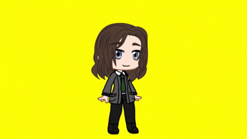 Blushing Gacha In Yellow Background GIF