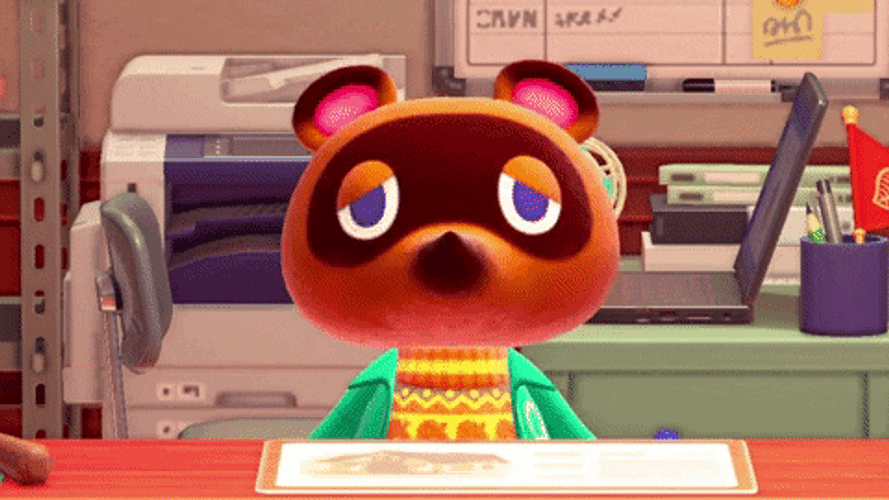 Blushing Tom Nook Animal Crossing GIF