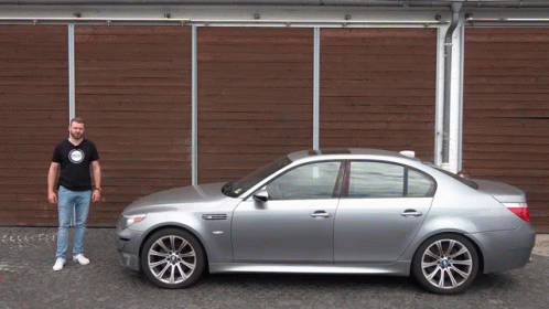 Bmw M5 Series Parked Metallic Grey Car GIF