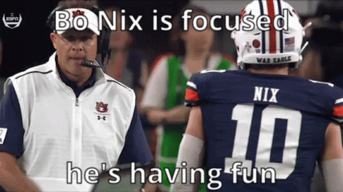 Bo Nix Focused Having Fun on Screen