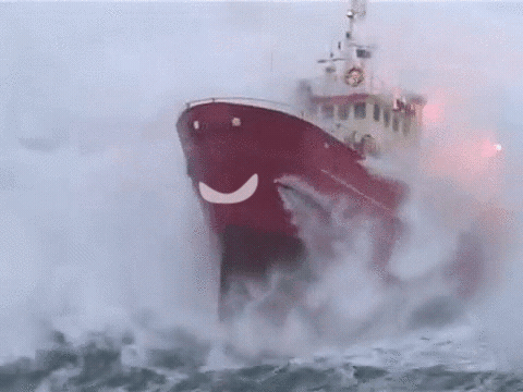 Boat Crashing Strong Waves GIF