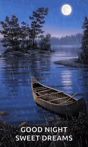 Boat In River With Good Night Sweet Dreams GIF
