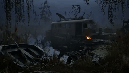 Boat on Shore at Night
