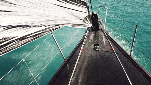 Boat Sailing In Blue Sea GIF