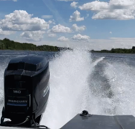 Boat With Mercury Outboard Motor GIF