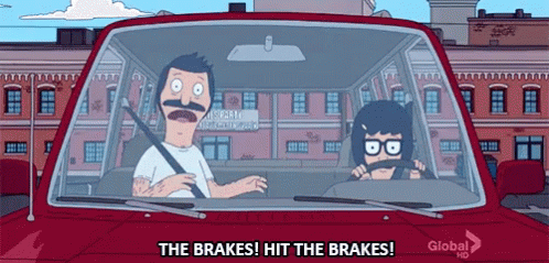 Bob and Tina Driving Bob's Burgers Saying Hit the Brakes