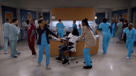 Bob Hearts Abishola Dancing Nurses At Hospital GIF
