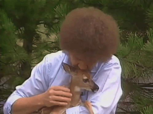 Bob Ross Carrying Baby Deer GIF