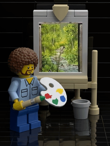 Bob Ross Lego Painter GIF