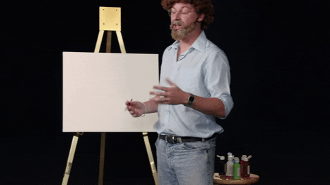 Bob Ross Painting On Blank Canvass GIF
