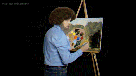 Bob Ross Showing Painting Skills GIF