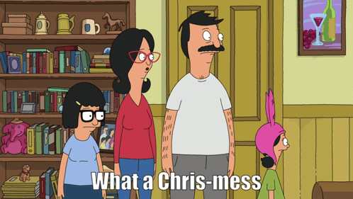 Bob's Burgers Characters Standing in Front of Bookshelf Saying What
