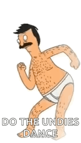 Bob Simpson From Bob 'S Burgers Is Dancing In His Underwear With The Words `` Do The Undies Dance '' . GIF