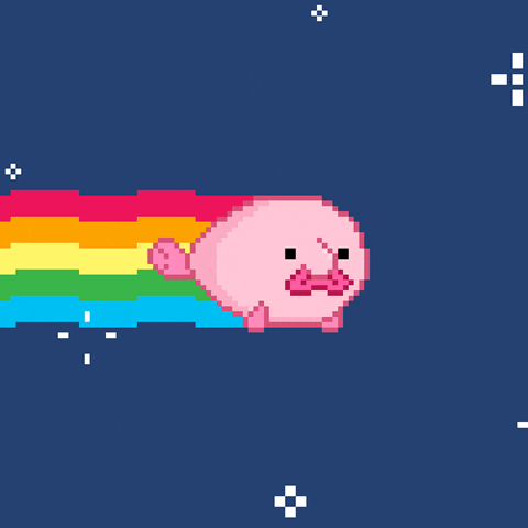 Bob The Blobfish Like Neon Cat GIF
