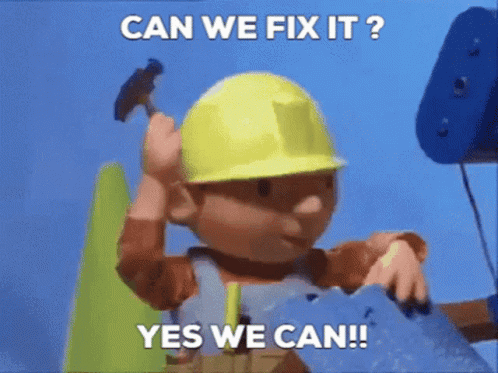 Bob the Builder Holding Hammer Can We Fix It Yes We Can