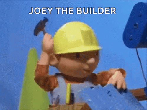 Bob the Builder Holding Hammer Saying Joey the Builder