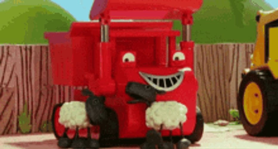 Bob The Builder Muck Laughing With Sheeps GIF