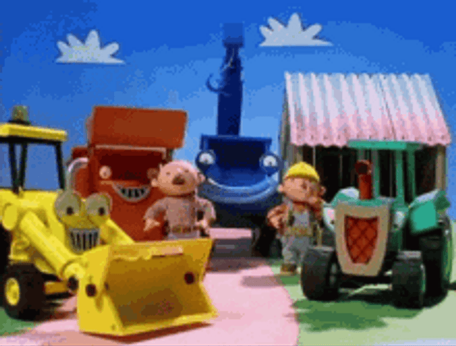 Bob The Builder Series Happy Characters And Vehicles GIF