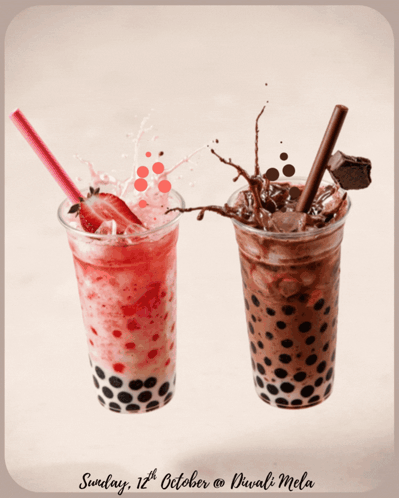 Boba Breeze Advertisement With Two Drinks GIF
