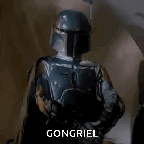 Boba Fett Holding Gun Says Gongriel