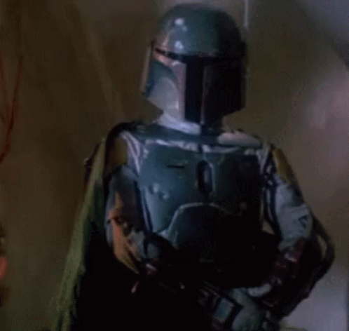 Boba Fett Star Wars Helmet Holding Rifle