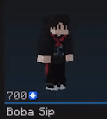 Boba Sip Is A Minecraft Character That Is Holding A Gun In His Hands . GIF