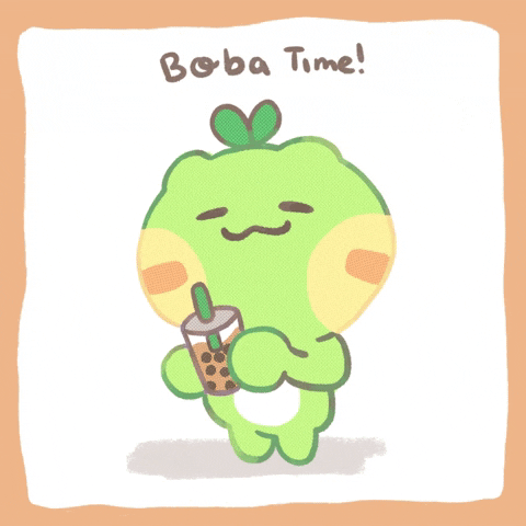 Boba Time Gone Cute Frog GIF