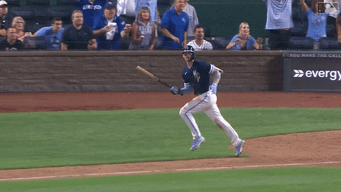 Bobby Witt Running And Throwing The Baseball Bat GIF