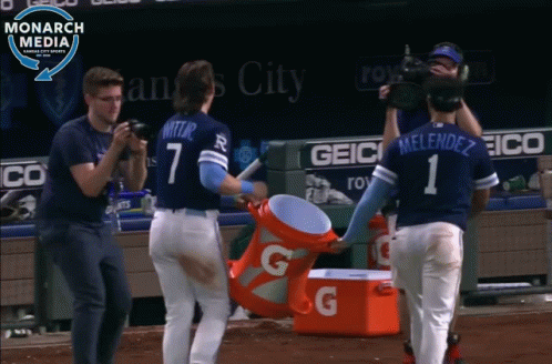 Bobby Witt Walking With Someone GIF