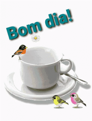 Bom Dia Birds Tea Cup GIF