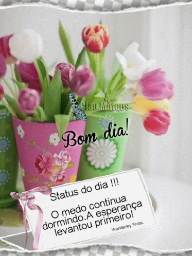 Bom Dia Card with Flowers