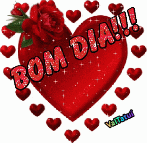 Bom Dia Glittering Heart GIF