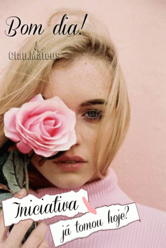 Bom Dia Gorgeous Lady Pink Flower GIF