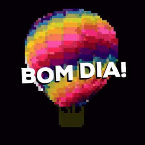 Bom Dia Hot Air Balloon Pixel GIF