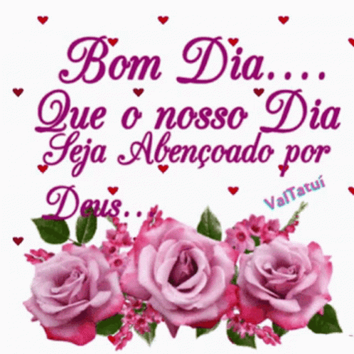Bom Dia Pink Roses Hearts GIF