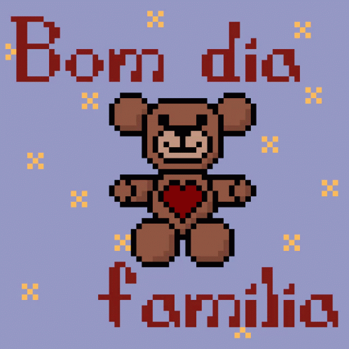 Bom Dia Pixel Teddy Bear Love GIF