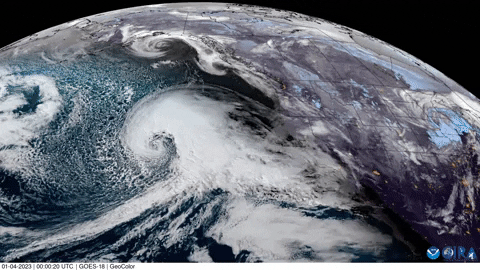 Bomb Cyclone Heading Northeast Toward Land GIF