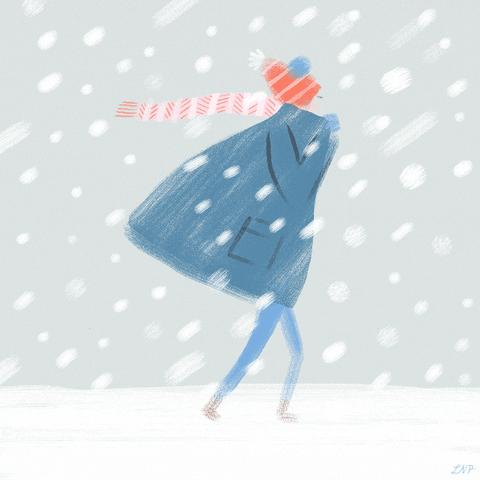 Bomb Cyclone Producing Blizzard Animated Person Walking GIF