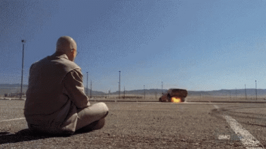 Bomb Explosion Ignites In Desert Road GIF