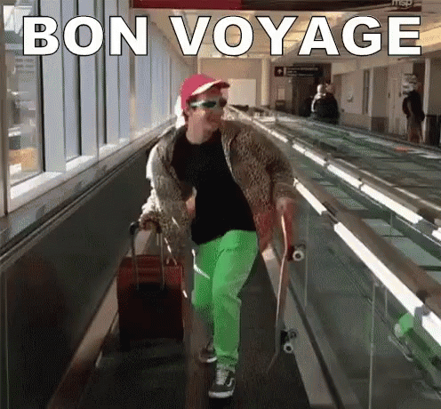Bon Voyage Shimmying At The Airport GIF